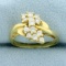 Vintage Diamond Cluster Ring In 18k Yellow Gold
