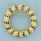 Vintage Natural Sapphire And Diamond Circle Pin In 18k Yellow Gold