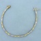 Diamond Heart And Bar Link Bracelet In 14k Yellow And White Gold