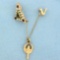 Vintage Acacia Fraternity Garnet And Pearl Pin In 10k Yellow Gold