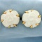 Authentic Chanel Camellia White Agate 18k Gold Clip-on-earrings