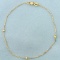 Italian Made Anchor And Bead Link Anklet In 14k Yellow Gold