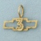 Dale Earnhardt Number 3 Pendant In 10k Yellow Gold