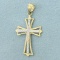 Two Tone Cross Pendant In 14k Yellow And White Gold