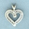 Diamond Heart Pendant In 14k White Gold