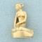 Kneeling Nude Woman Sculpture Pendant In 14k Yellow Gold