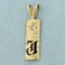 Initial J Diamond Pendant In 14k Yellow Gold