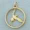Sea Bird Circle Pendant In 14k Yellow Gold