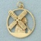 Windmill Charm Or Pendant In 14k Yellow Gold