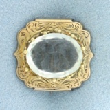 Antique 10ct White Topaz Pin In 14k Yellow Gold