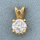 3/4ct Solitaire Diamond Pendant In 14k Yellow Gold