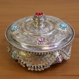 Vintage Sterling Silver Gemstone Jewelry Box