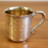 Antique Webster Sterling Silver Engraved Mug