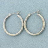 Etched Hoop Earrings In 14k White Gold With Yellow Gold Accents