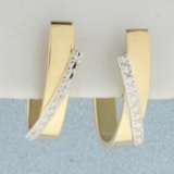 Two Tone Designer Hoop Earrings In 14k Yellow And White Gold
