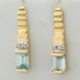 Sky Blue Topaz And Diamond Earrings In 14k Yellow Gold