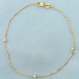 Italian Made Anchor And Bead Link Anklet In 14k Yellow Gold