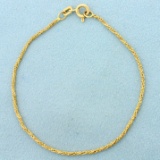 Italian Made Foxtail Link Bracelet In 14k Yellow Gold.