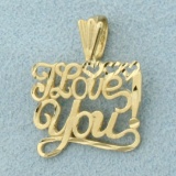 Diamond Cut I Love You Pendant In 14k Yellow Gold