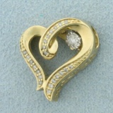 Rocking Diamond Heart Pendant In 10k Yellow Gold