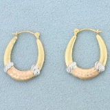 Tri Tone Hoop Earrings In 14k Yellow, White, And Rose Gold