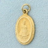 Catholic Angel And Cross Pendant In 10k Yellow Gold
