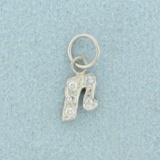 Diamond Initial N Charm In 14k White Gold