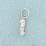 Diamond Initial I Charm In 14k White Gold