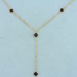 19 Inch Garnet Chain Necklace In 14k Yellow Gold