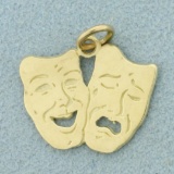 Comedy Tragedy Mask Theater Charm Or Pendant In 14k Yellow Gold