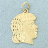 Girl Silhouette Pendant In 14k Yellow Gold