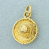 Mexican Sombrero Charm Or Pendant In 14k Yellow Gold