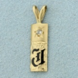 Initial J Diamond Pendant In 14k Yellow Gold
