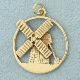 Windmill Charm Or Pendant In 14k Yellow Gold