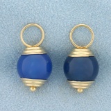 Blue Jade Bead Hoop Earring Enhancers In 14k Yellow Gold