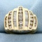 2ct Tw Round And Baguette Champagne Diamond Ring In 14k Yellow Gold