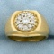 Mens Diamond Target Design Ring In 14k Yellow Gold