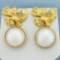 Designer Dangle Mabe Pearl Dangle Earrings In 18k Yellow Gold