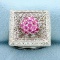 Designer Pink Sapphire And Diamond Ring In 14k White Gold