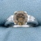 Over 3ct Tw Fancy Chocolate And White Diamond Ring In 18k White Gold