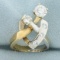 Designer 1.5ct Tw Diamond Modern Abstract Ring In 14k Yellow And White Gold