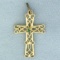Emerald Cross Pendant In 14k Yellow Gold