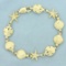 Sea Life Starfish Seashell Sand Dollar Bracelet In 14k Yellow Gold