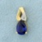 Sapphire And Diamond Pendant In 14k Yellow Gold