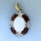 Opal, Garnet, And Diamond Pendant In 10k Yellow Gold