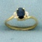 Lab Sapphire And Diamond Ring In 10k Yellow And White Gold