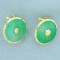 Jade Clip On Earrings In 14k Yellow Gold