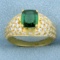 Tsavorite Garnet And Diamond Ring In 18k Yellow Gold