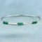 2ct Tw Emerald And Diamond Bangle Bracelet In 18k White Gold