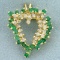 2ct Tw Emerald And Diamond Heart Pendant In 14k Yellow Gold